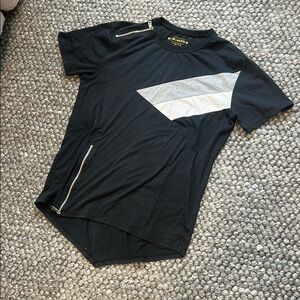 Trillnation Black Grey Asymmetrical Zip Tee Size Large